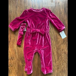 Carter’s Just One You Pink Velour Jumpsuit Holiday